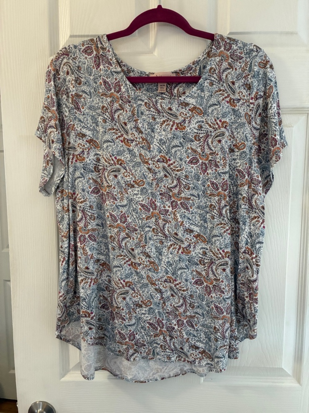 Philosophy Paisley Short Sleeve Top - White, Rust, Blue